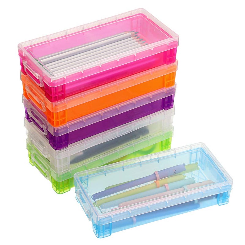 BTSKY Large Capacity Pencil Box, Office Supplies Storage Organizer Box, Brush Painting Pencils Storage Box Watercolor Pen Container Drawing Tools Colorful - Image 1
